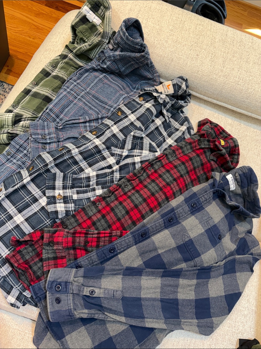 Bundle of SIX Men’s Plaid Flannel Button-Up Shirts - Brands include Express!